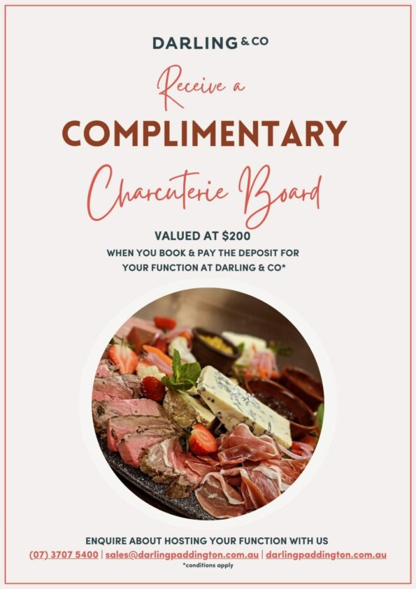 Darling & co Complimentary Charcuterie Board at your next function